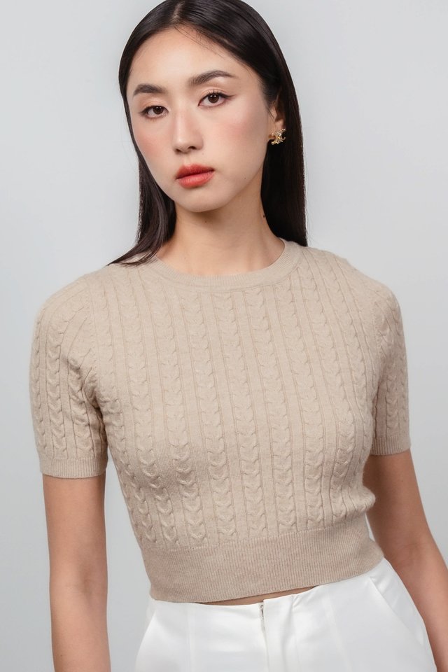 CHEVRON KNIT TOP (OAT)