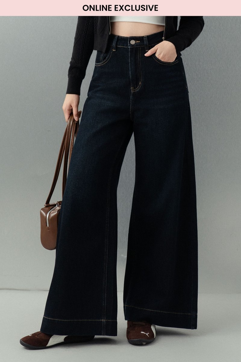 DELIA DENIM WIDE LEG JEANS (DARK WASH)