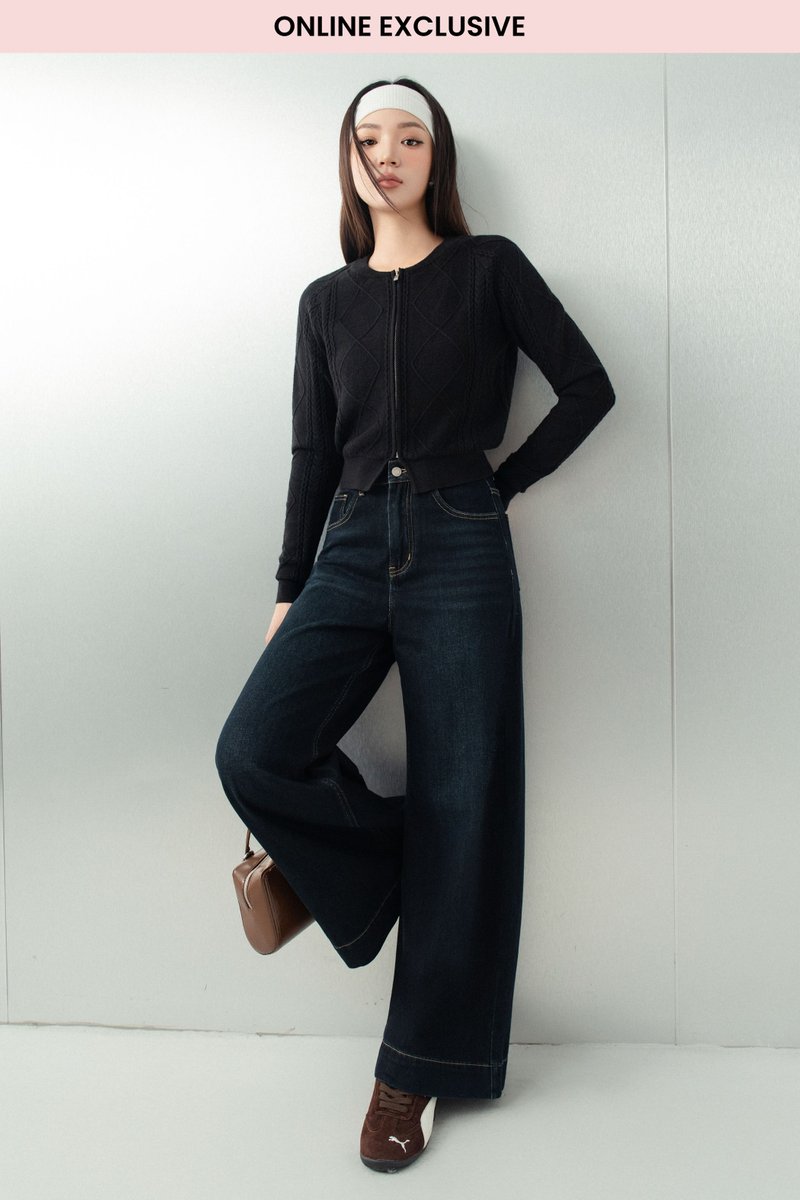 DELIA DENIM WIDE LEG JEANS (DARK WASH)