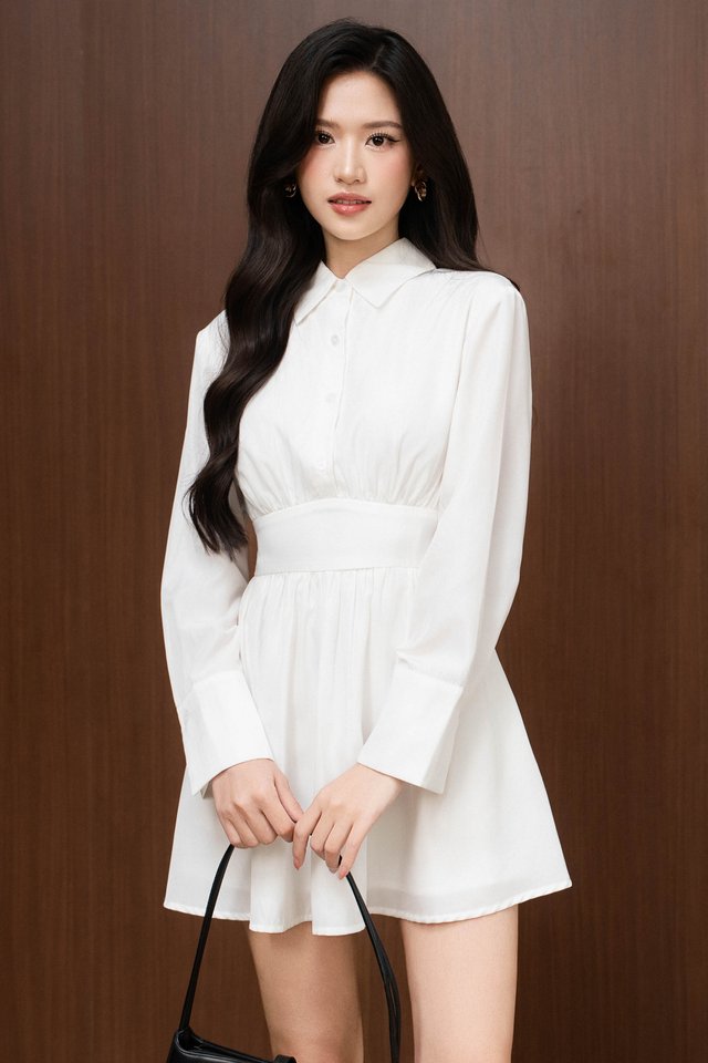 SHANNONE SHIRT DRESS (WHITE)