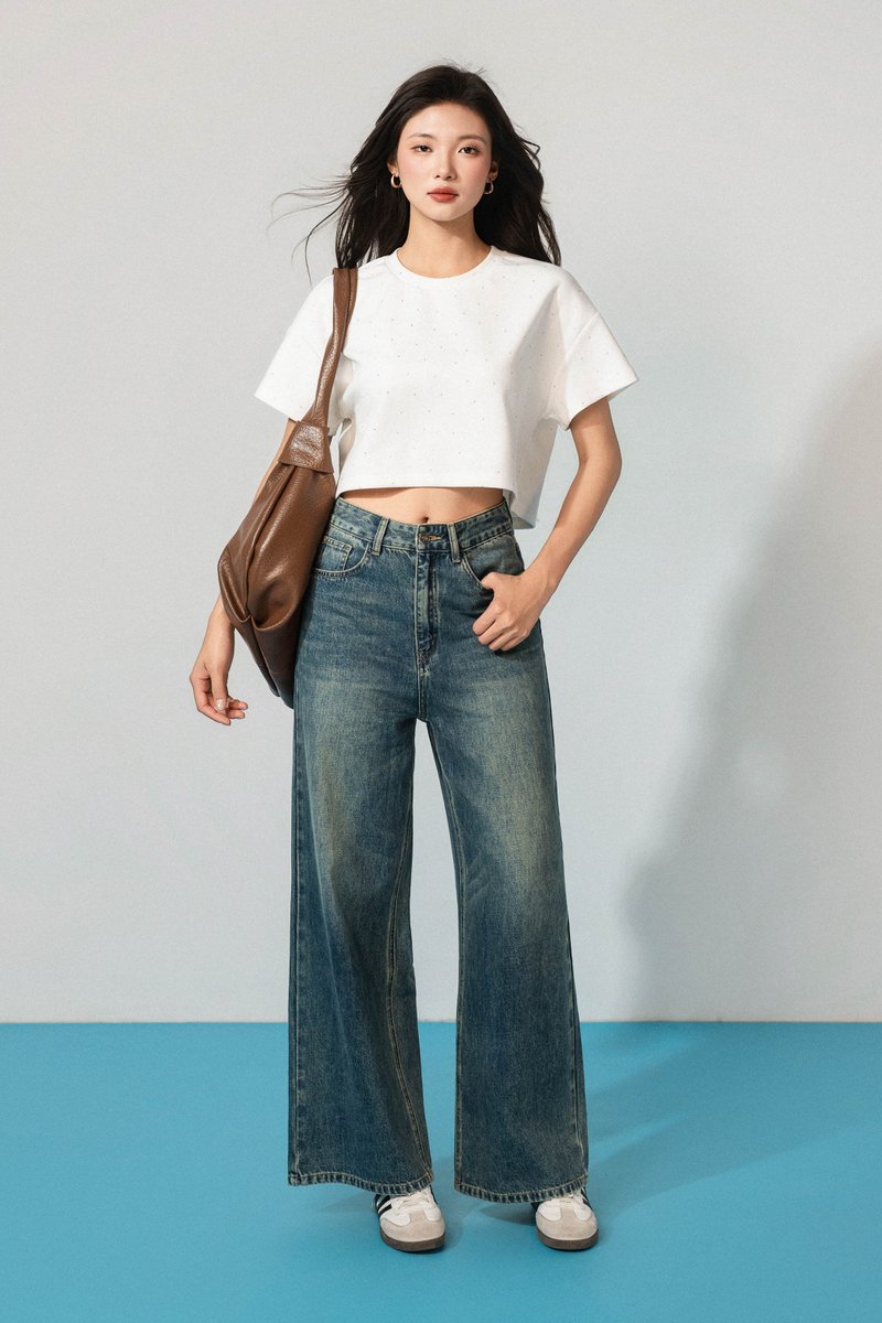 BLING CROP T-SHIRT (WHITE)