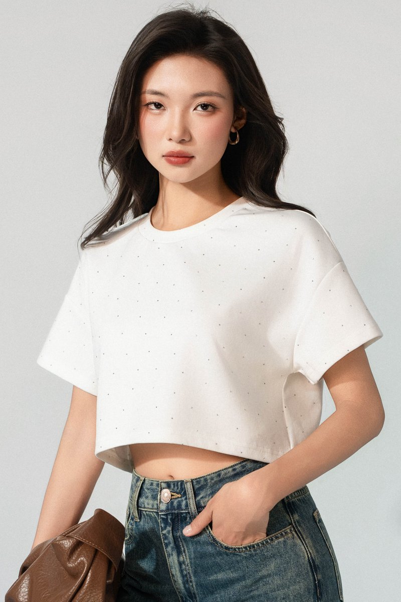 BLING CROP T-SHIRT (WHITE)