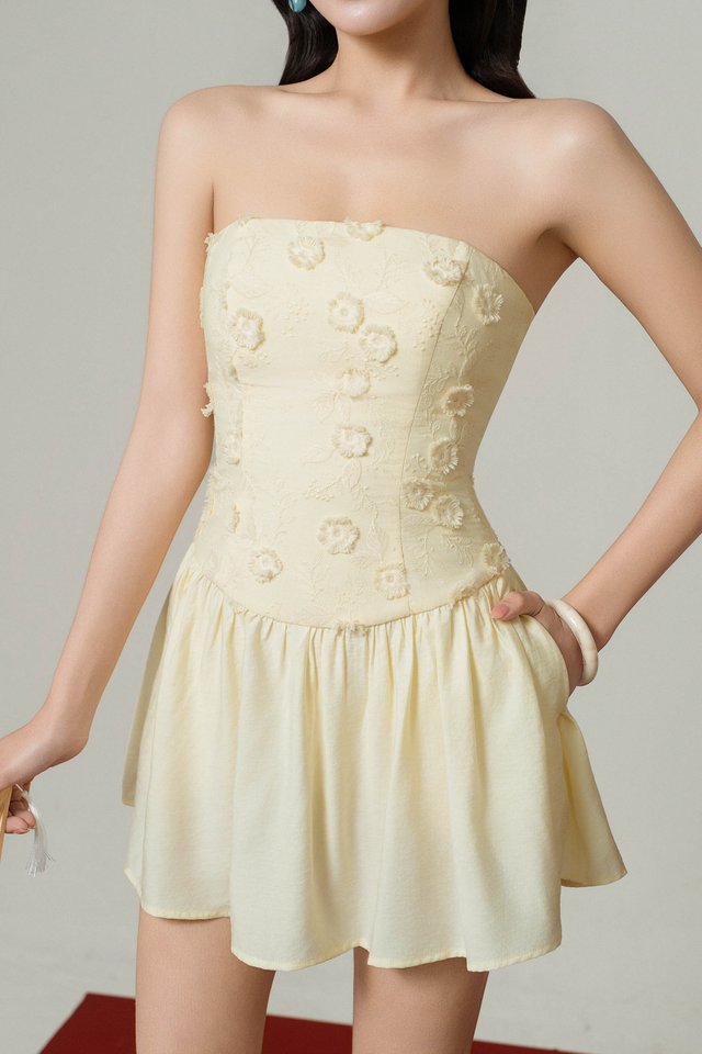 FLIR FLORAL MOTIF DRESS (YELLOW)