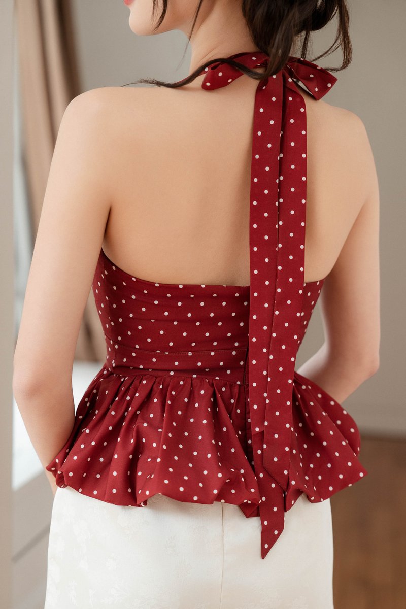 PERU POLKA DOT PADDED TOP (RED)