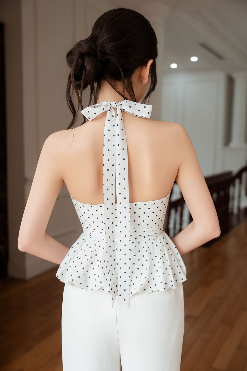 PERU POLKA DOT PADDED TOP (WHITE)