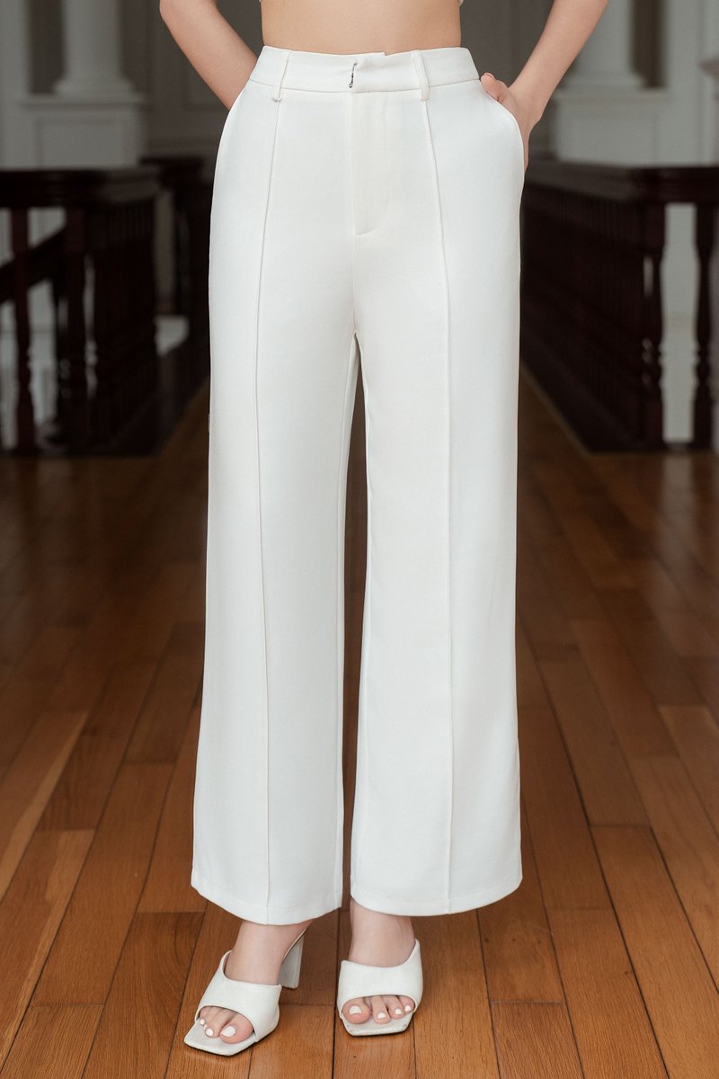 PACEY PINTUCK PANTS (WHITE)