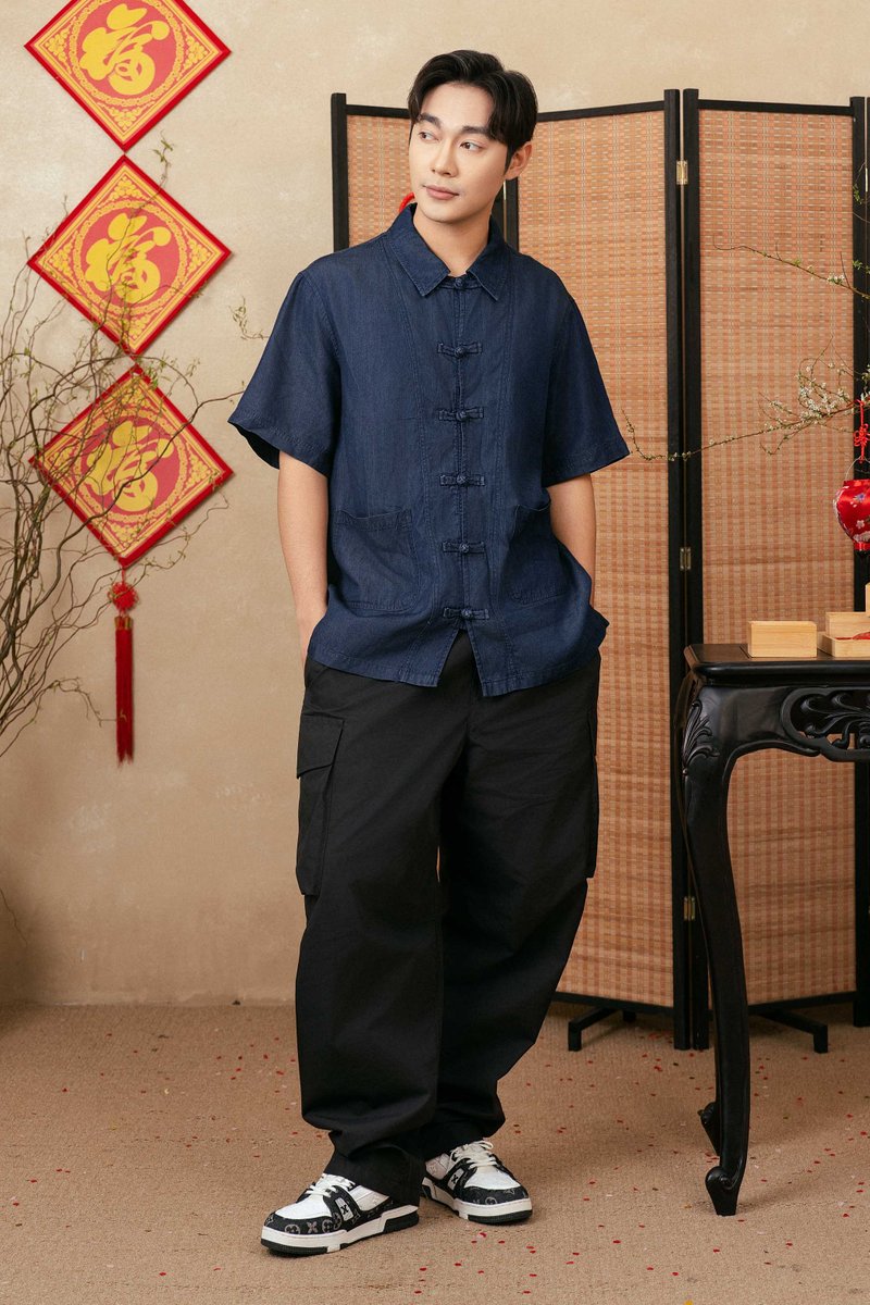 TENCEL DENIM MENS SHIRT (DARK WASH)