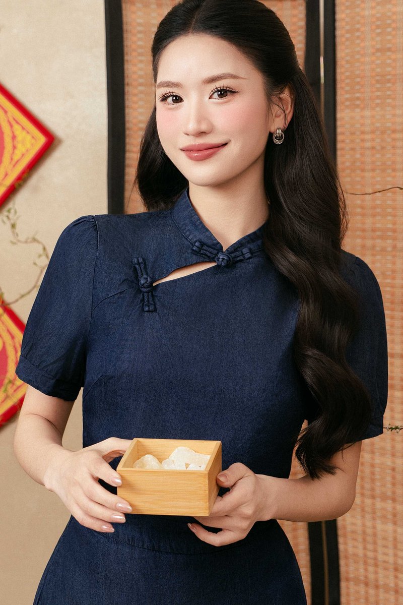 TENCEL DENIM QIPAO TOP (DARK WASH)