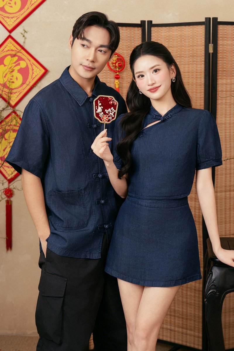 TENCEL DENIM QIPAO TOP (DARK WASH)