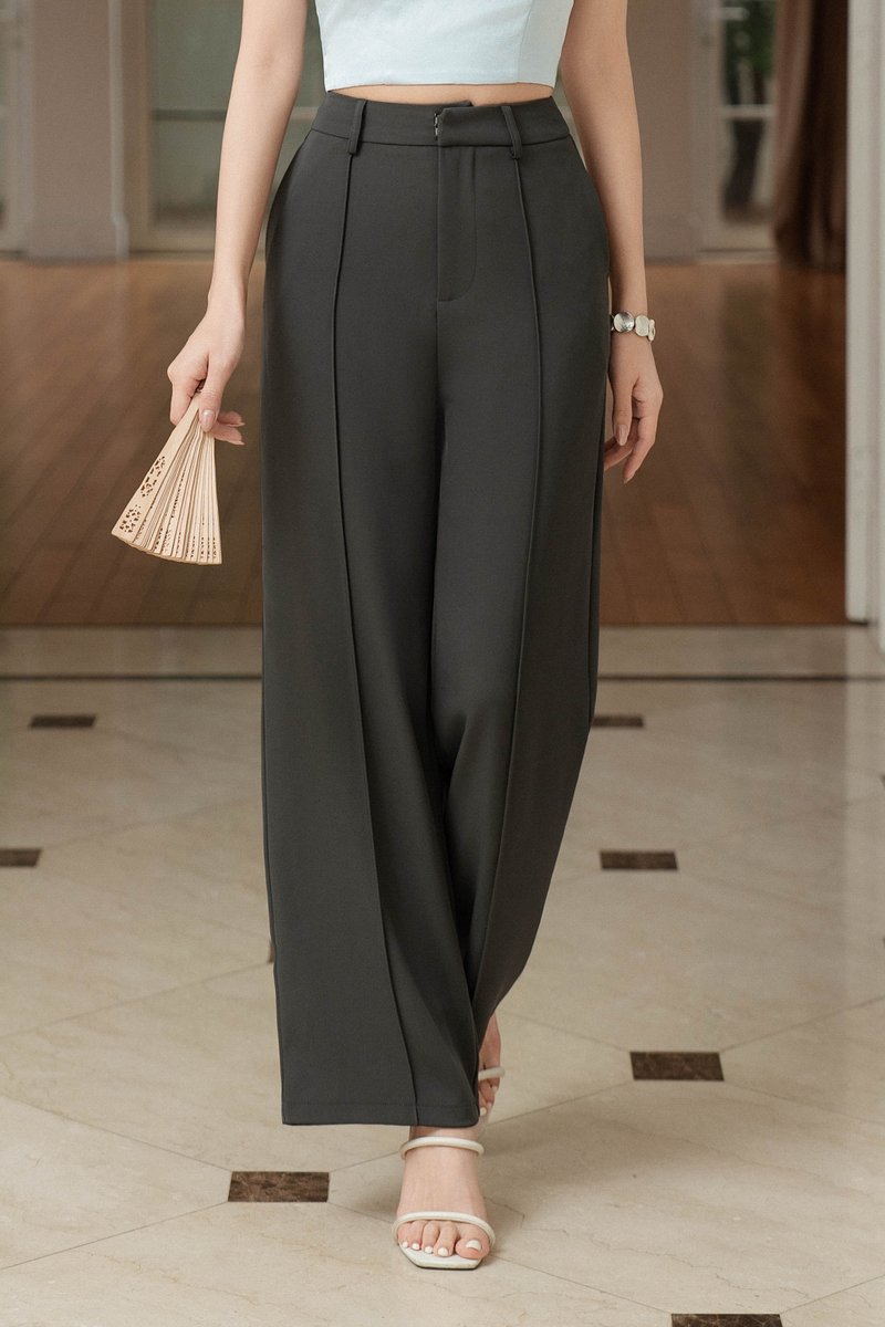 PACEY PINTUCK PANTS (DARK GREY)