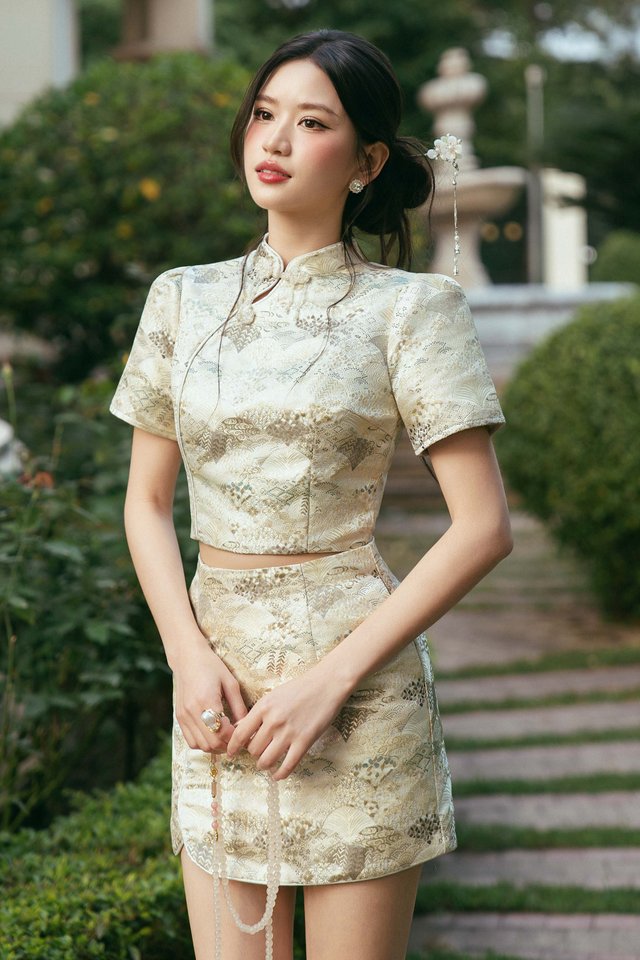 LITTLE EMERALD QIPAO SKORTS (IVORY)