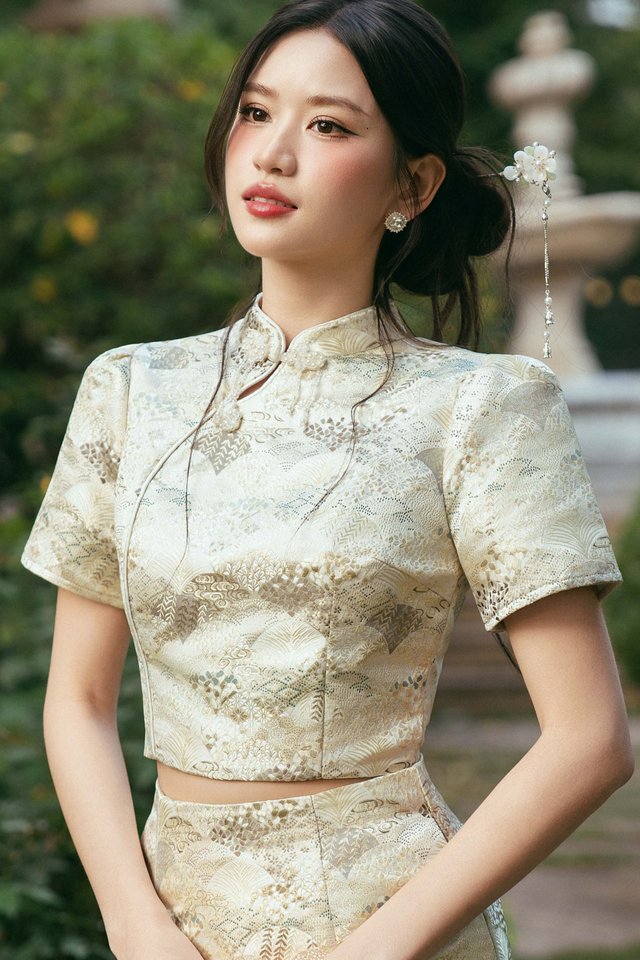LITTLE EMERALD QIPAO TOP (IVORY)
