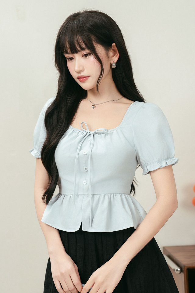 TYCE TIE FRONT PADDED TOP (BLUE)