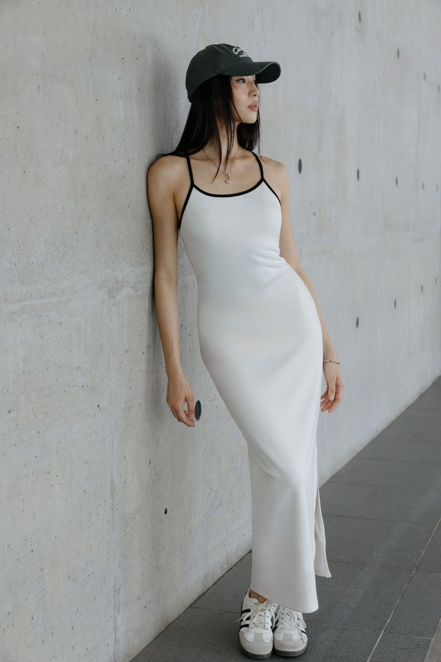 YURI Y-BACK PADDED MAXI DRESS (WHITE)