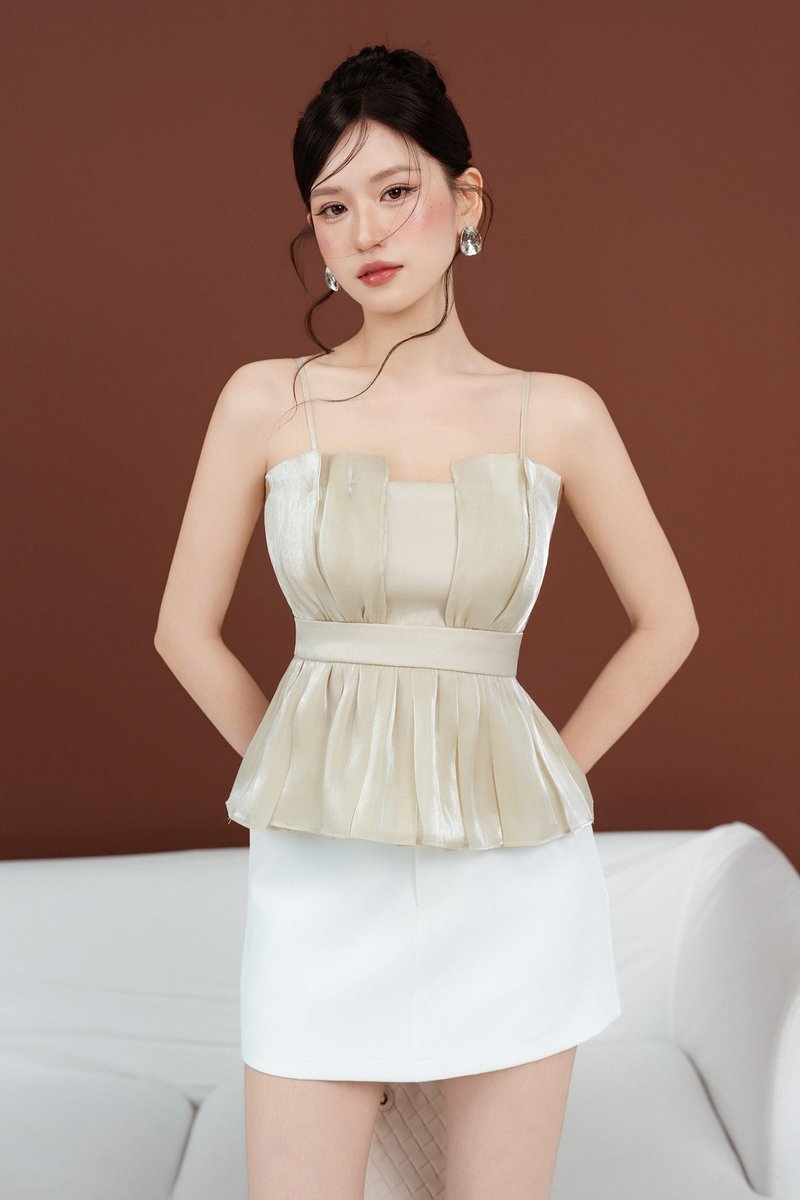 PUMI PEPLUM PADDED TOP (CHAMPAGNE)