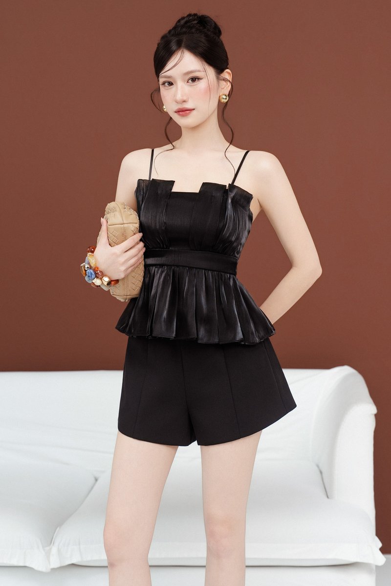 PUMI PEPLUM PADDED TOP (BLACK)