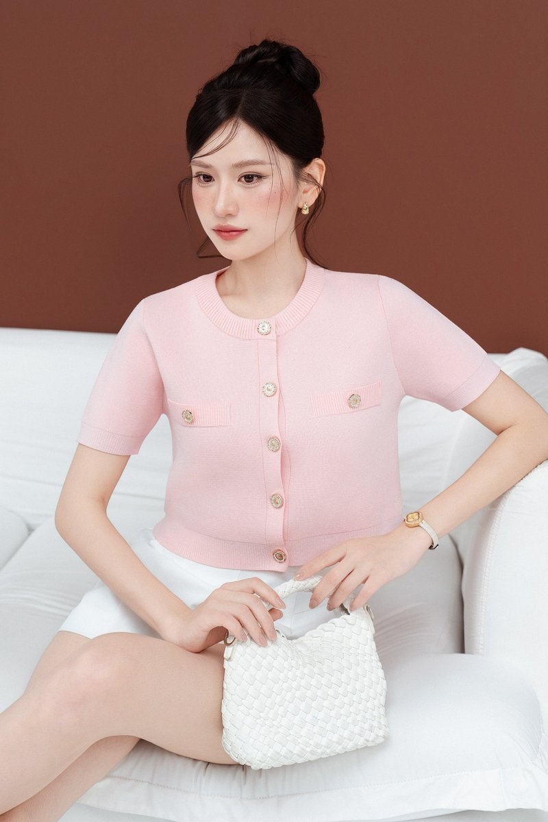 COCA CARDIGAN TOP (LIGHT PINK)