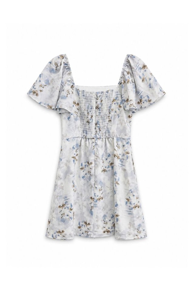 BLOOEY FLORAL PADDED DRESS (BLUE)