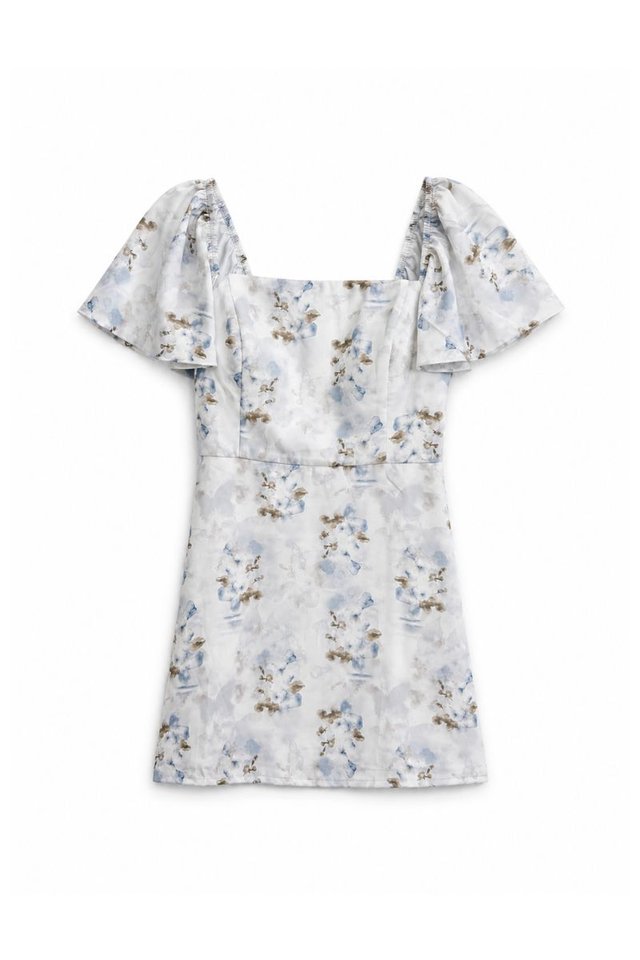 BLOOEY FLORAL PADDED DRESS (BLUE)