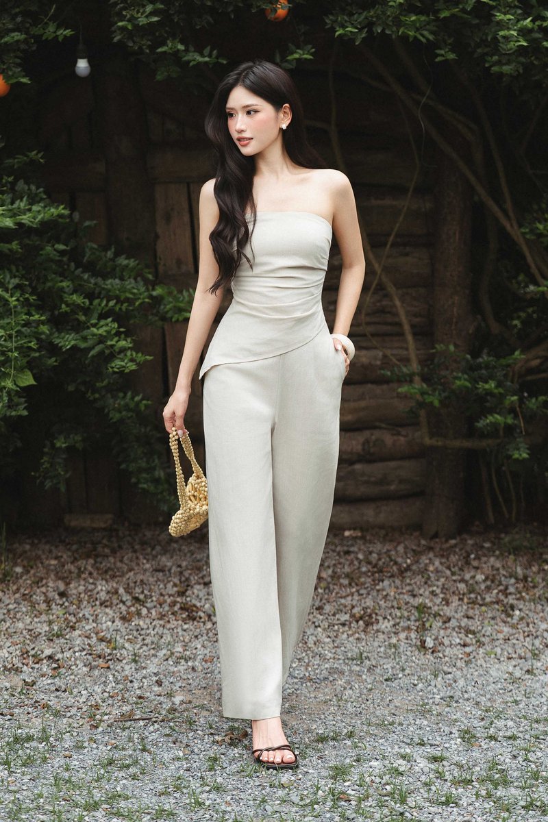 WYLIE FAUX LINEN WIDE LEG PANTS (OAT)