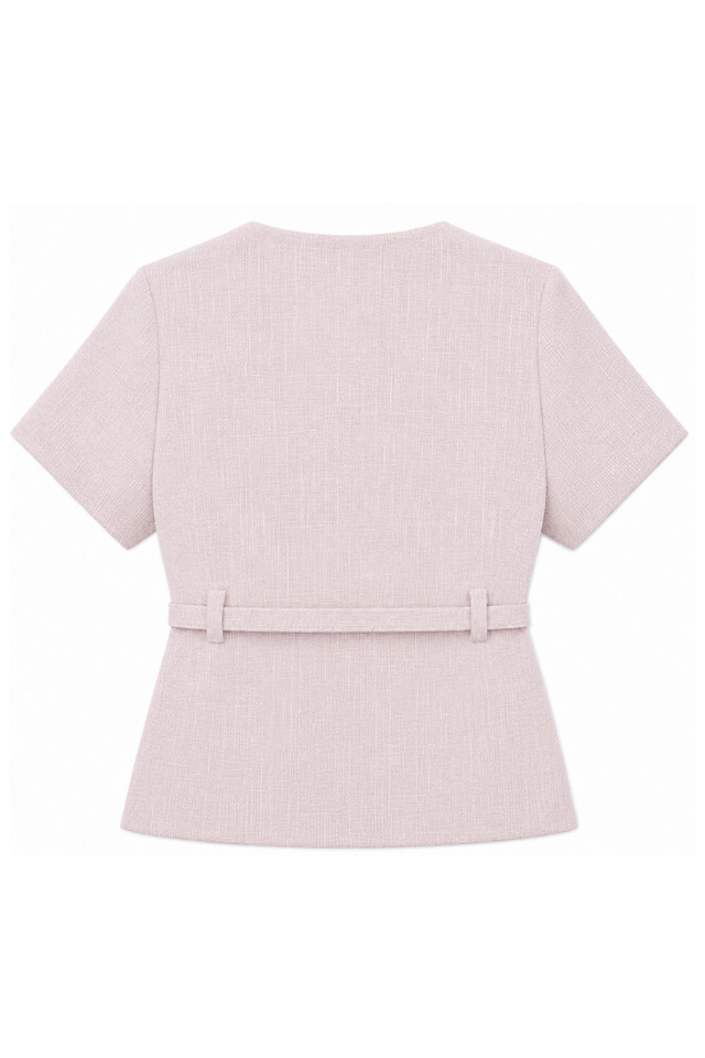 SUZY SLEEVED TWEED TOP (PINK)