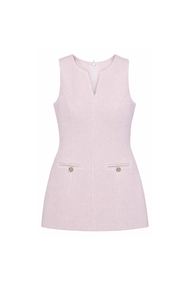 TANA TWEED PADDED DRESS (PINK)