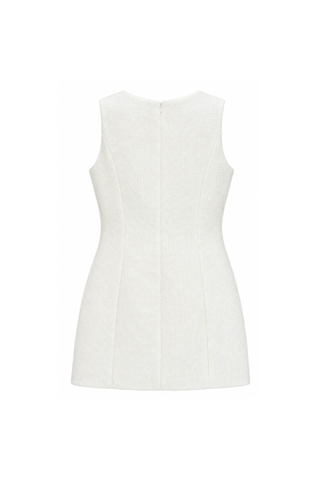 TANA TWEED PADDED DRESS (WHITE)