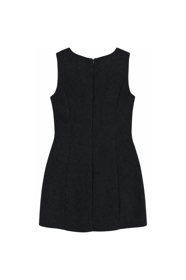 TANA TWEED PADDED DRESS (BLACK)