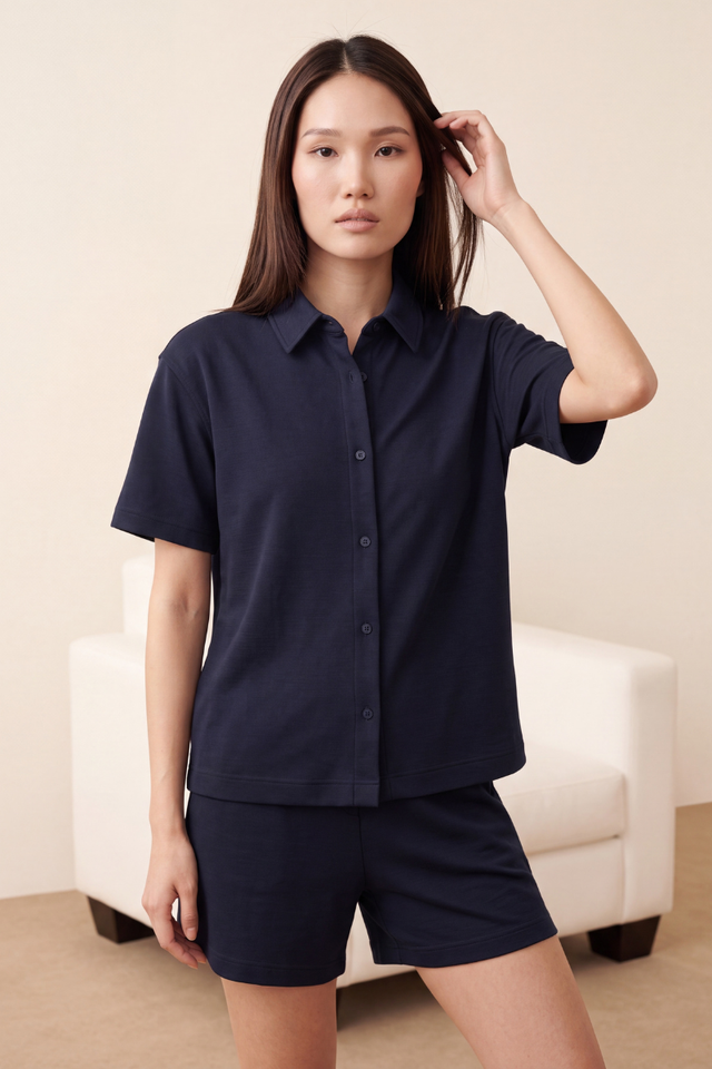 SOPHIE SHORT SLEEVE SHIRT (NAVY)