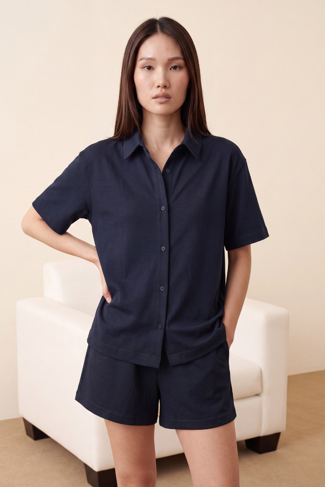SOPHIE SHORT SLEEVE SHIRT (NAVY)
