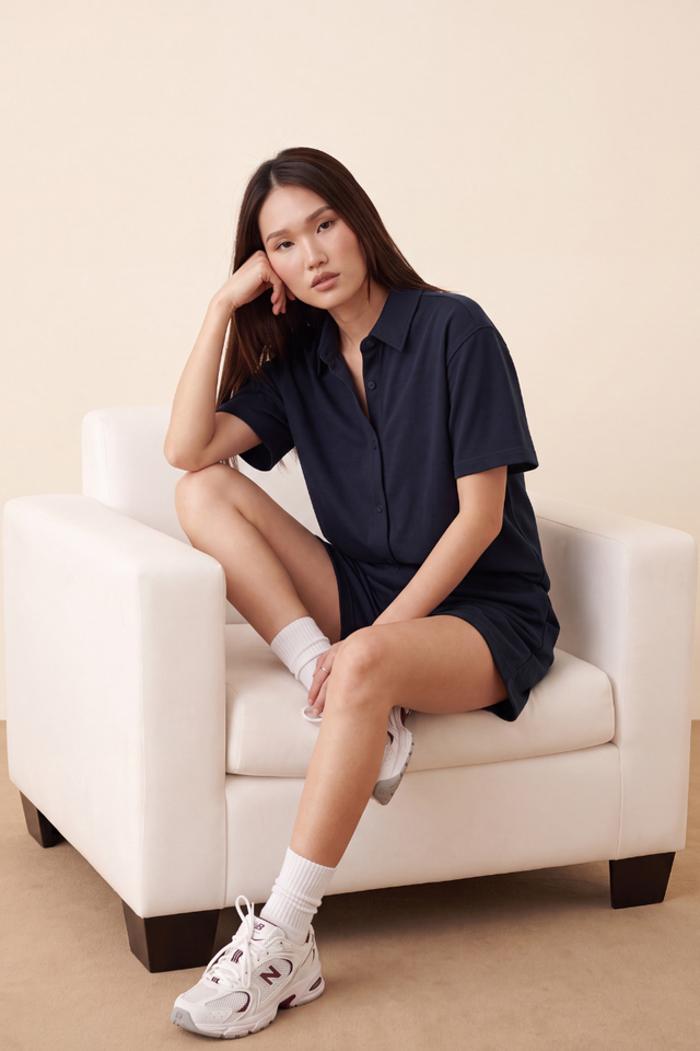 SOPHIE SHORT SLEEVE SHIRT (NAVY)