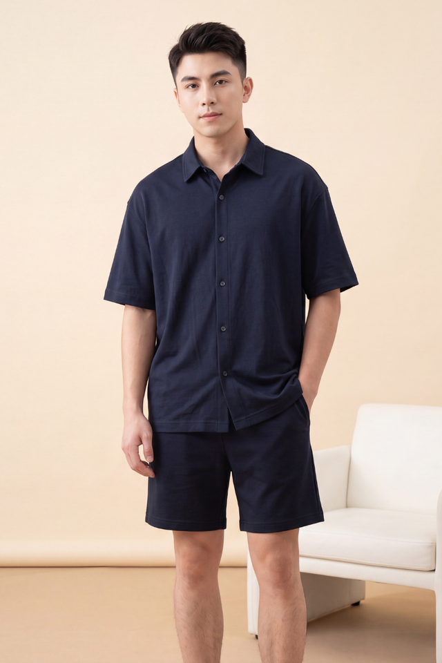 STANLEY MENS SHORT SLEEVE SHIRT (NAVY)
