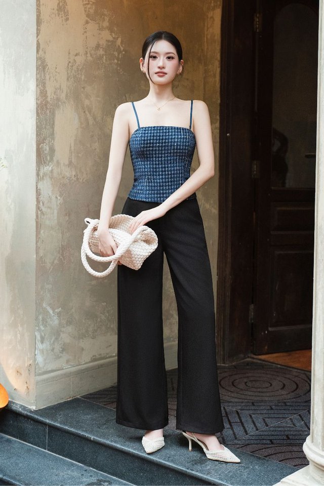 TAE TWEED PADDED TOP (NAVY)