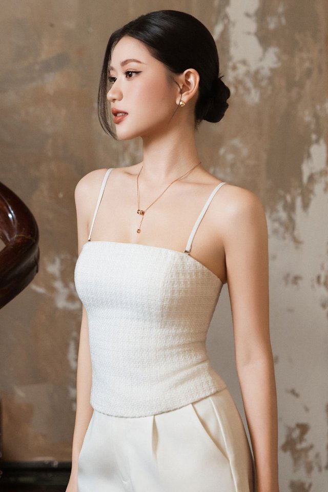 TAE TWEED PADDED TOP (WHITE)