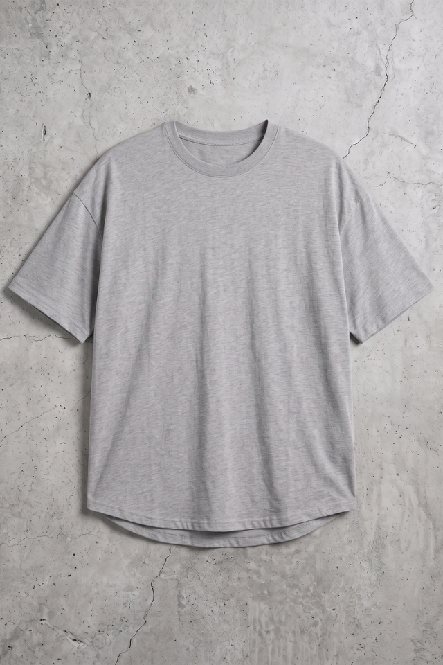 MENS CURVE HEM T-SHIRT (HEATHER GREY)