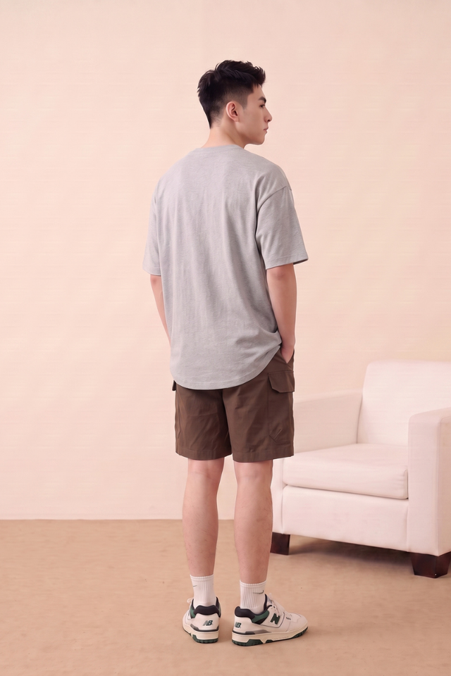 MENS CURVE HEM T-SHIRT (HEATHER GREY)