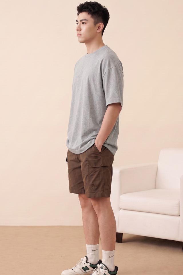 MENS CURVE HEM T-SHIRT (HEATHER GREY)