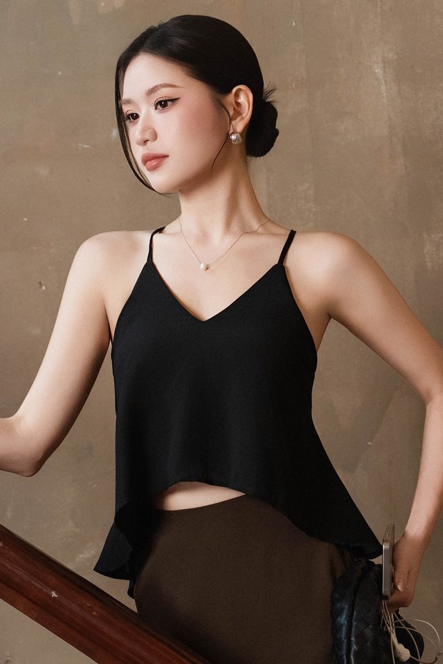 COTTIE CROSS BACK PADDED TOP (BLACK)