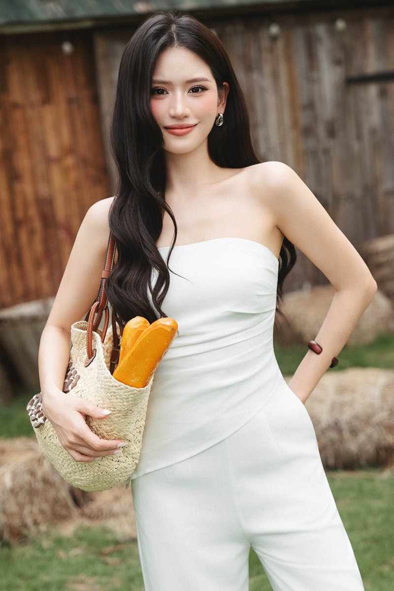 TANIA TUBE FAUX LINEN PADDED TOP (WHITE)
