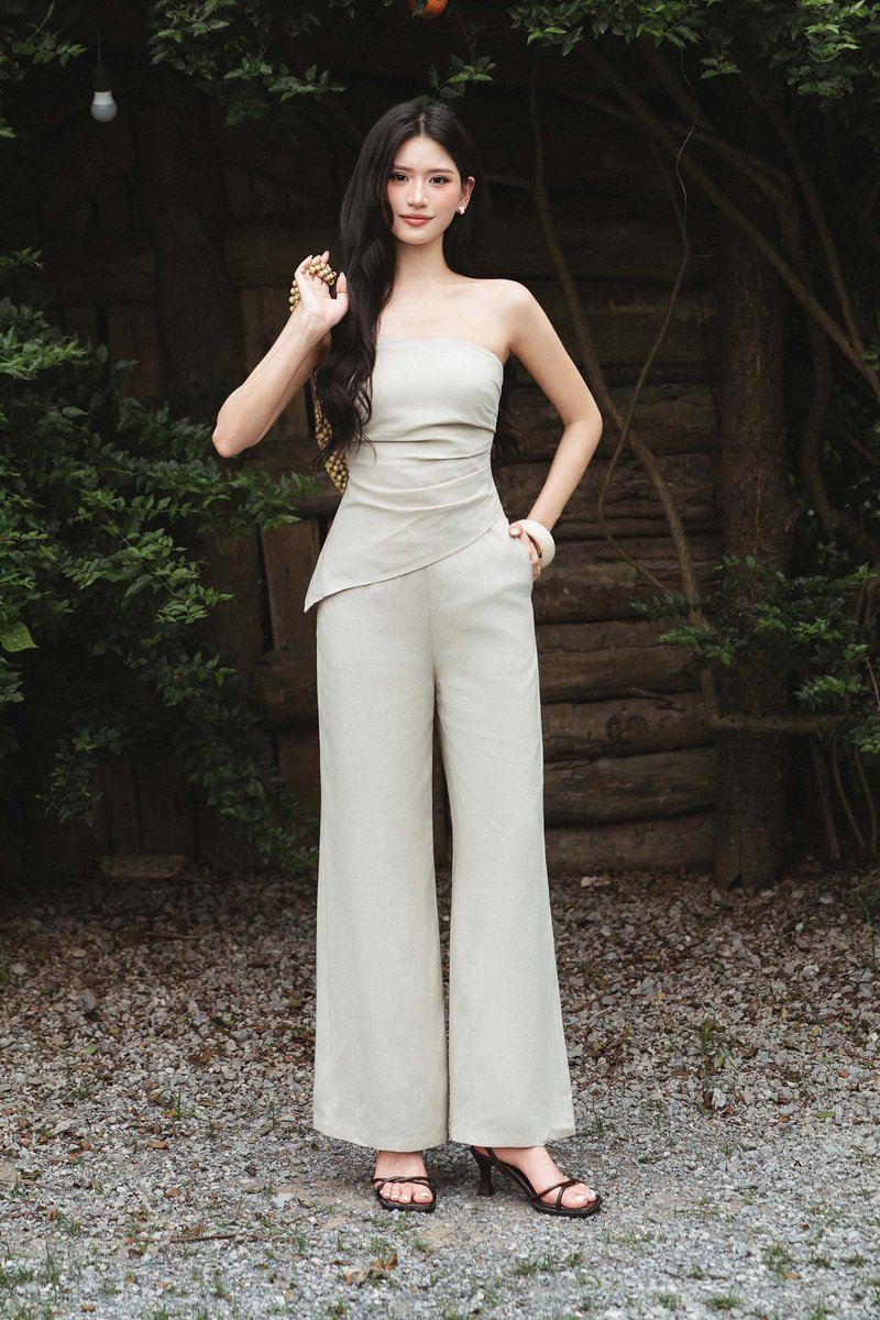 TANIA TUBE FAUX LINEN PADDED TOP (OAT)