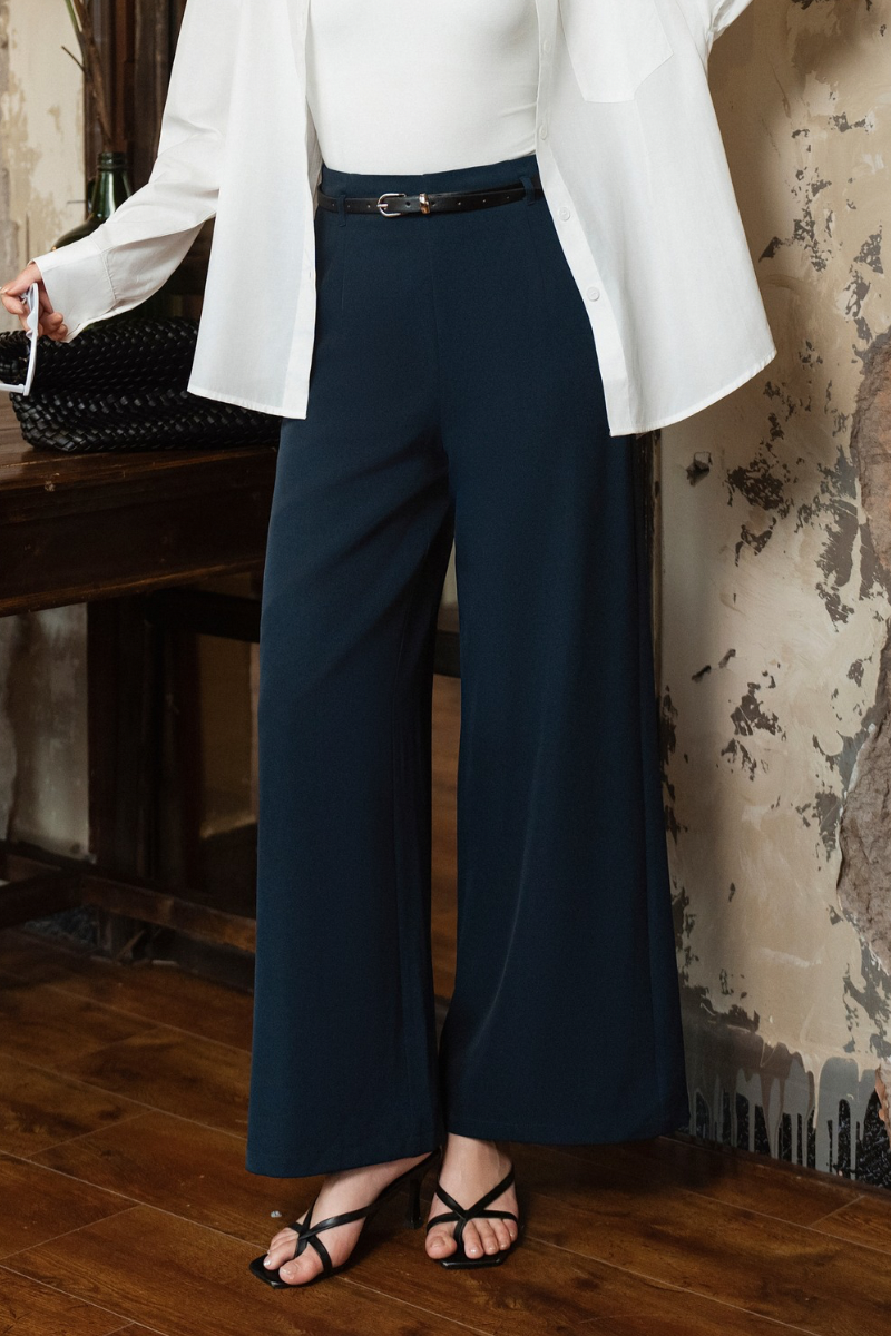 BOWIE BELTED PANTS (NAVY)