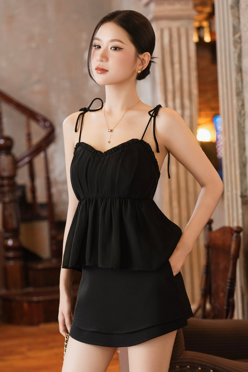 BIBI BABYDOLL PADDED TOP (BLACK)