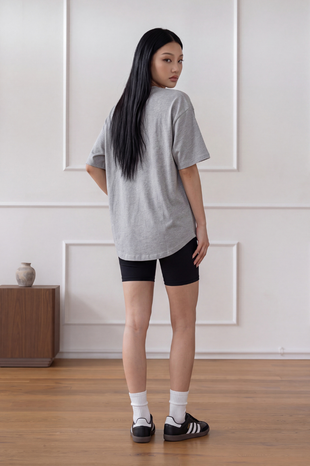 MENS CURVE HEM T-SHIRT (HEATHER GREY)