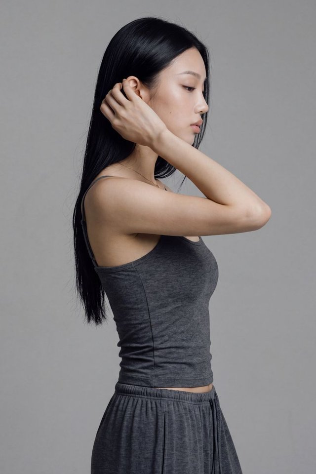 CASEY CAMI PADDED TOP (DARK HEATHER GREY)