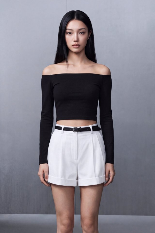 CHARLOTTE CHAMBRAY SHORTS (WHITE)