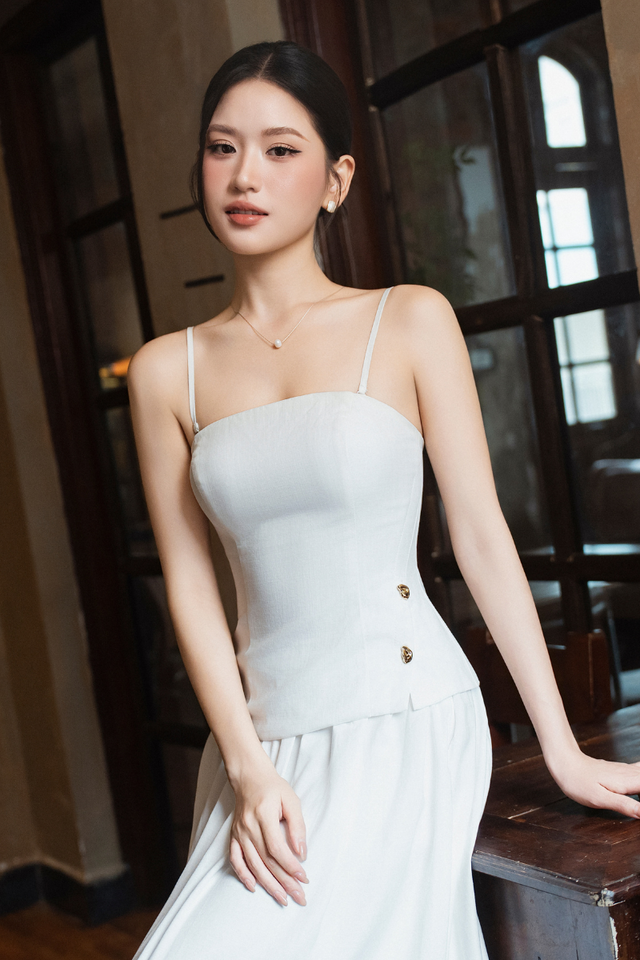 FALINA FAUX LINEN PADDED (WHITE)