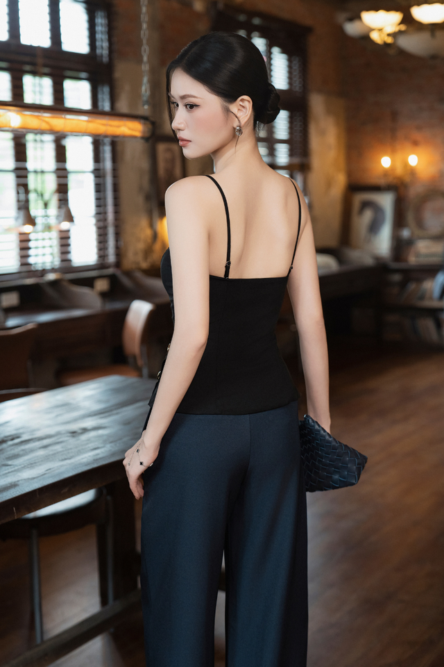 FALINA FAUX LINEN PADDED (BLACK)