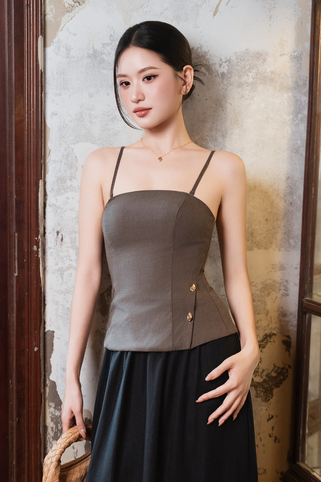 FALINA FAUX LINEN PADDED (DARK FOX)