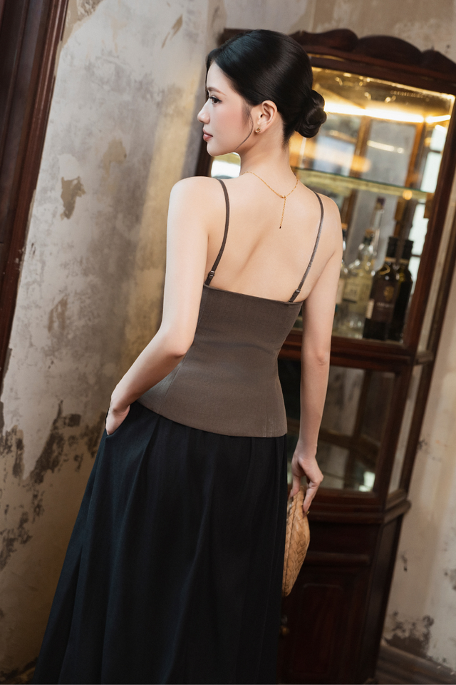 FALINA FAUX LINEN PADDED (DARK FOX)
