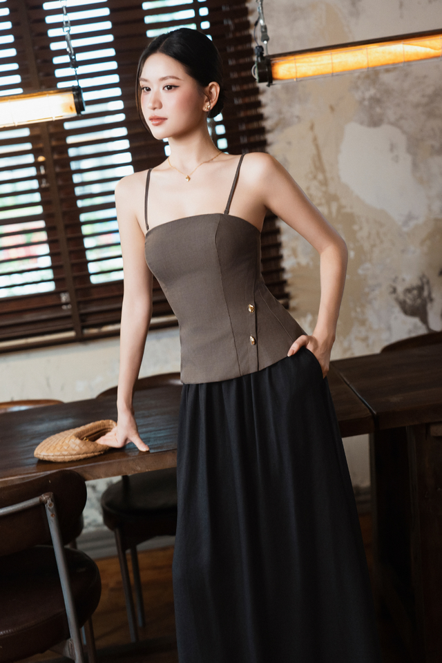 FALINA FAUX LINEN PADDED (DARK FOX)